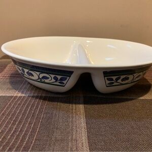 Pfaltzgraff Elegant White and Blue Divided Serving Bowl
